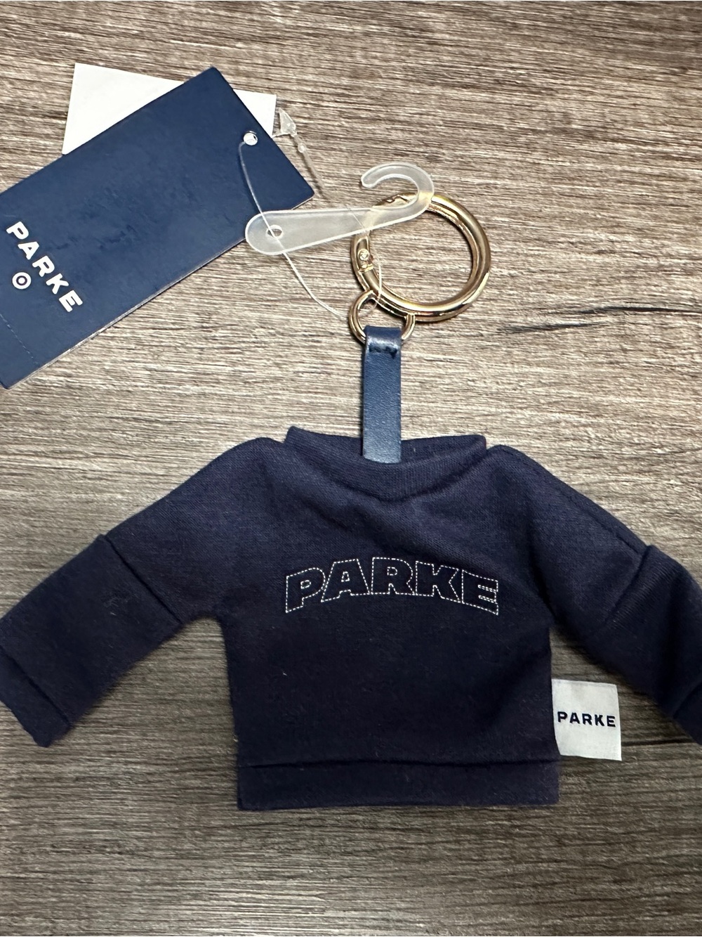 Parke Navy Mini Sweatshirt Keychain with Gold-Tone Ring